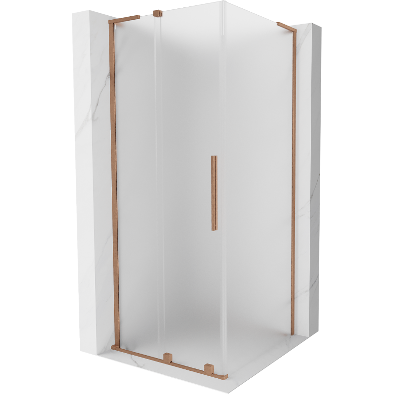 Mexen Velar L posuvná sprchová kabína 110 x 110 cm, mráz, brúsená meď - 871-110-110-33-65