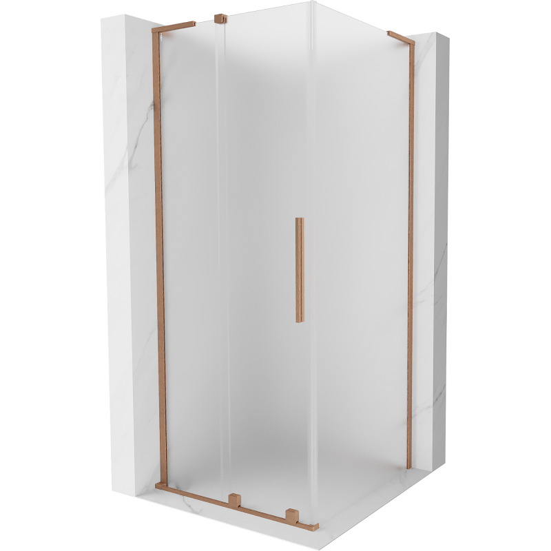 Mexen Velar L posuvná sprchová kabína 120 x 120 cm, námraza, brúsená meď - 871-120-120-33-65