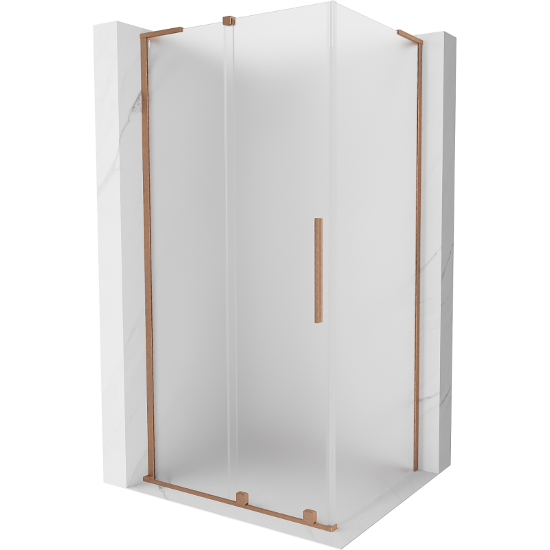 Mexen Velar L posuvný sprchový kút 90 x 75 cm, matný, brúsená meď - 871-090-075-33-65