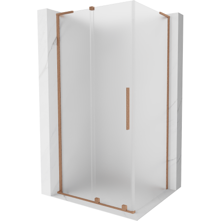 Mexen Velar L posuvný sprchový kút 90 x 75 cm, matný, brúsená meď - 871-090-075-33-65