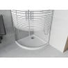 Mexen Rio sprchový kút polkruhový 90 x 90 cm, pruhy, chróm + sprchová vanička Flat, biela - 863-090-090-01-20-4110