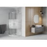 Mexen Rio sprchový kút polkruhový 90 x 90 cm, pruhy, chróm + sprchová vanička Flat, biela - 863-090-090-01-20-4110
