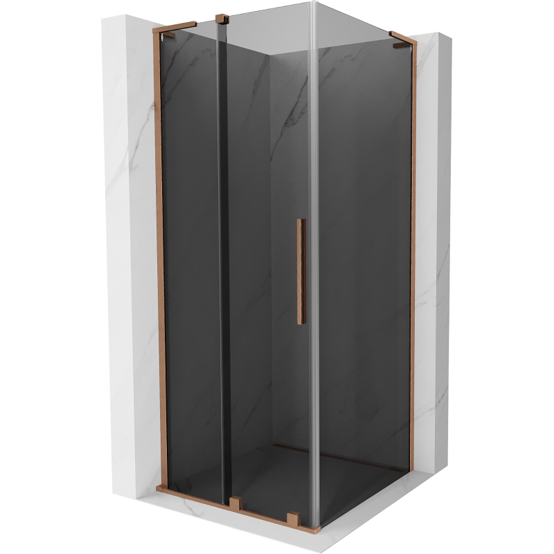Mexen Velar L sprchovací kút posuvný 120 x 120 cm, grafit, brúsená meď - 871-120-120-43-65