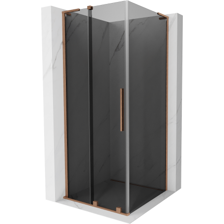 Mexen Velar L sprchovací kút posuvný 120 x 120 cm, grafit, brúsená meď - 871-120-120-43-65