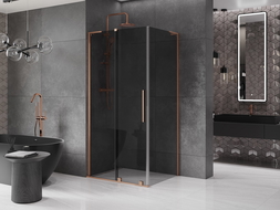 Mexen Velar L posuvný sprchový kút 120 x 70 cm, grafit, brúsená meď - 871-120-070-43-65