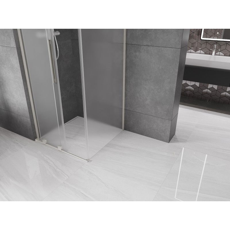 Mexen Velar L posuvný sprchovací kút 120 x 120 cm, mrazík, brúsený nikel - 871-120-120-33-97