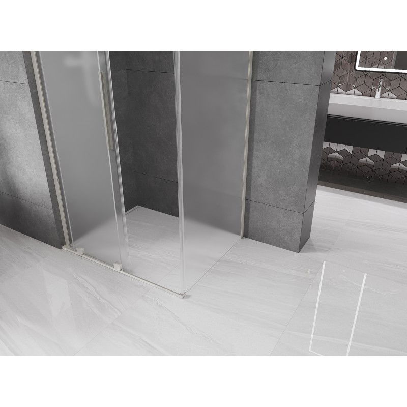 Mexen Velar L posuvná sprchová kabína 100 x 75 cm, mliečne sklo, brúsený nikel - 871-100-075-33-97