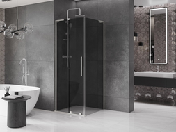 Mexen Velar L posuvná sprchová kabína 90 x 90 cm, grafit, brúsený nikel - 871-090-090-43-97