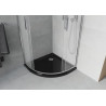 Mexen Rio sprchová kabína polokruhová 80 x 80 cm, mliečna, chróm + vanička Flat, čierna - 863-080-080-01-30-4170