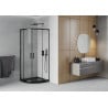 Mexen Rio sprchový kút polkruhový 90 x 90 cm, transparentný, čierny + sprchová vanička Flat, čierna - 863-090-090-70-00-4170B