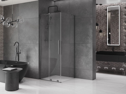 Mexen Velar L sprchová kabína posuvná 90 x 90 cm, transparentná, brúsená pištoľovo šedá - 871-090-090-03-66