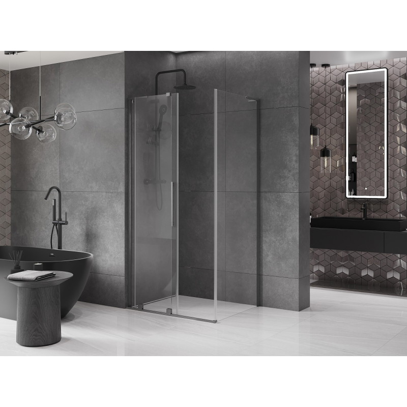 Mexen Velar L posuvná sprchová kabína 90 x 110 cm, transparentná, brúsená tmavošedá - 871-090-110-03-66