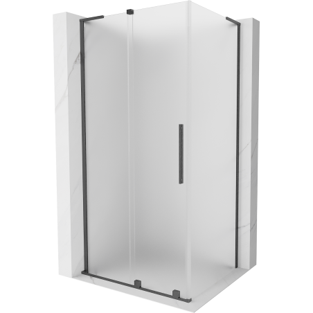 Mexen Velar L sprchový kút posuvný 100 x 80 cm, matný, kartáčovaná gun gray - 871-100-080-33-66