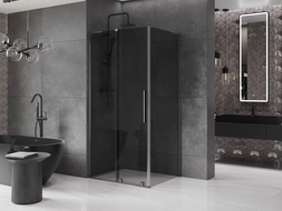 Mexen Velar L sprchový kút posuvný 110 x 90 cm, grafit, brúsená gun grey - 871-110-090-43-66