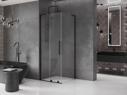 Mexen Velar L výsuvná sprchová kabína 90 x 90 cm, transparentná, čierna - 871-090-090-03-70