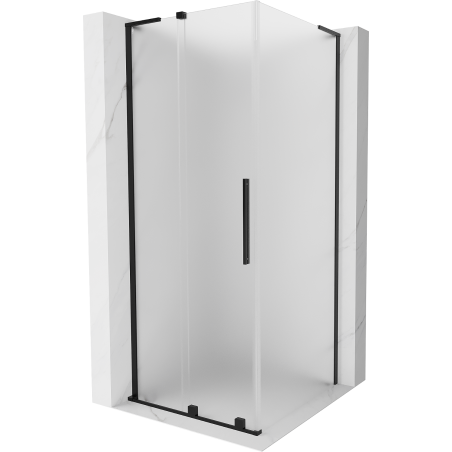 Mexen Velar L posuvná sprchová kabína 90 x 90 cm, matné sklo, čierna - 871-090-090-33-70