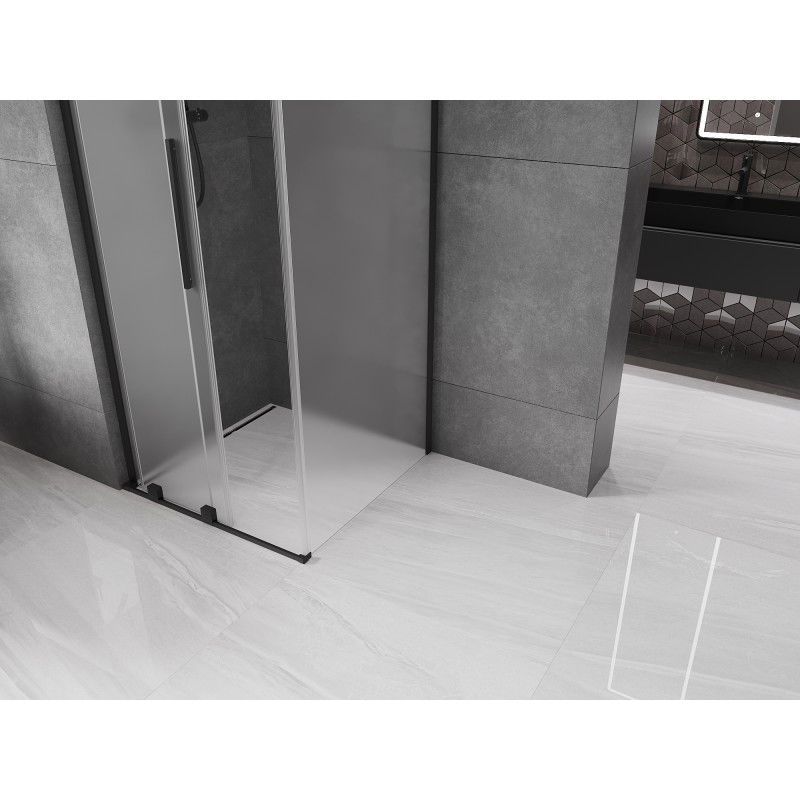 Mexen Velar L posuvná sprchová kabína 120 x 120 cm, mliečne sklo, čierna - 871-120-120-33-70