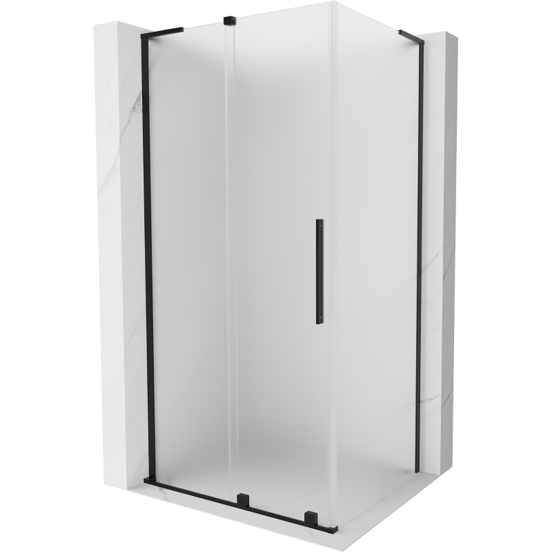 Mexen Velar L posuvná sprchovacia zástena 120 x 85 cm, mráz, čierna - 871-120-085-33-70