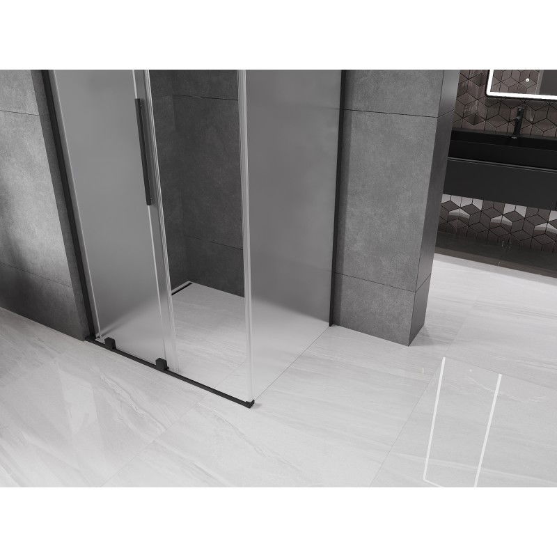 Mexen Velar L posuvná sprchovacia zástena 120 x 85 cm, mráz, čierna - 871-120-085-33-70