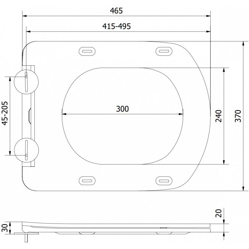 Mexen Vito doska s pomalým zatváraním slim, duroplast, biela lesk - 39174000