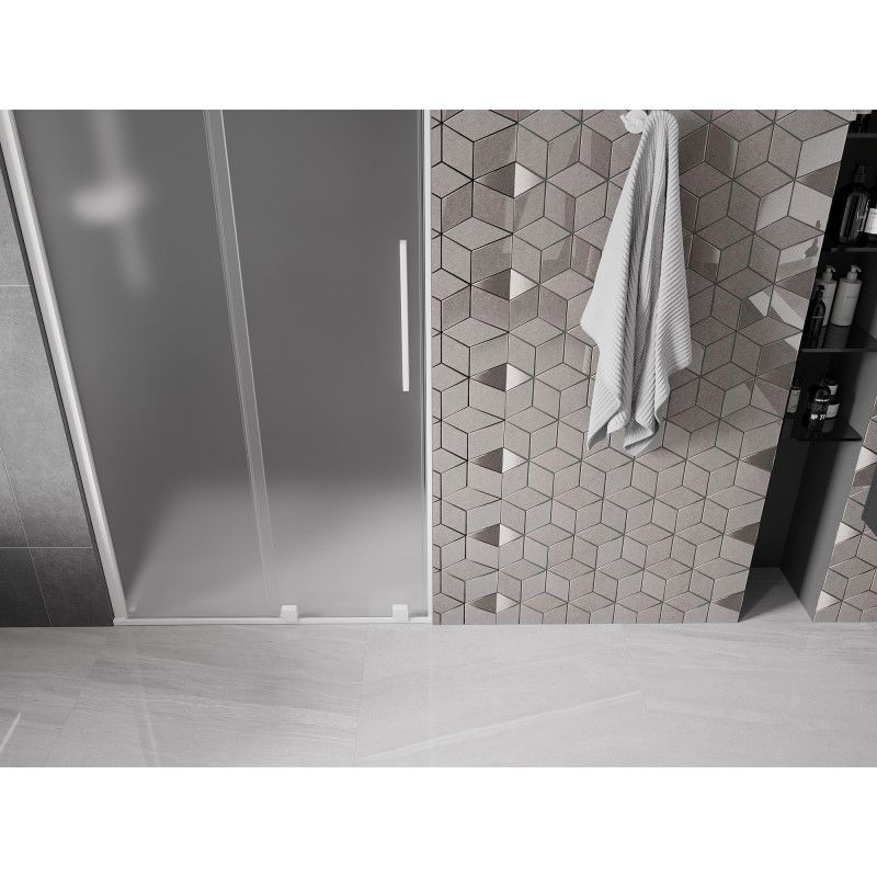 Mexen Velar posuvné sprchové dvere 90 cm, mrazivý efekt, biele - 871-090-000-31-20