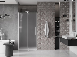 Mexen Velar posuvné sprchové dvere 90 cm, mrazivý efekt, biele - 871-090-000-31-20