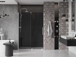 Mexen Velar sprchové dvere posuvné 160 cm, grafit, biele - 871-160-000-41-20