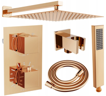 Mexen Cube DR02 podomietková sprchová súprava s dažďovou sprchou 30 cm, ružové zlato - 77502DR0230-60
