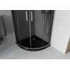 Mexen Rio sprchovací kút polkruhový 80 x 80 cm, grafit, chróm + vanička Flat, čierna - 863-080-080-01-40-4170
