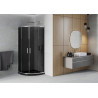 Mexen Rio sprchovací kút polkruhový 90 x 90 cm, grafit, chróm + vanička Flat, čierna - 863-090-090-01-40-4170