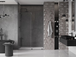 Mexen Velar posuvné sprchové dvere 140 cm, transparentné, gun metal - 871-140-000-01-95