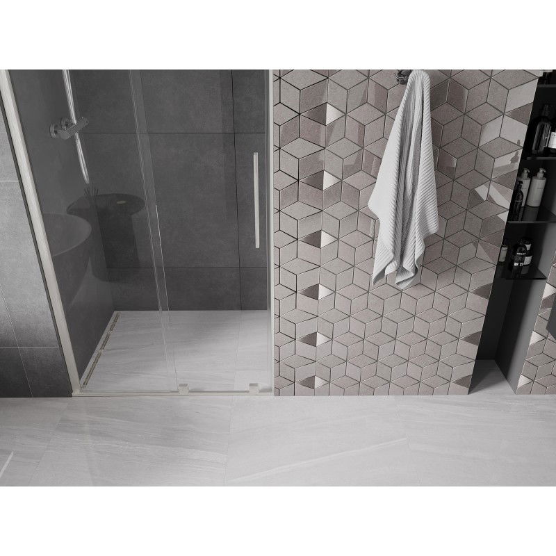 Mexen Velar posuvné sprchové dvere 90 cm, transparentné, kartáčovaný nikel - 871-090-000-01-97