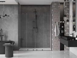 Mexen Velar Duo sprchové dvere posuvné 170 cm, transparentné, temná oceľ - 871-170-000-02-95