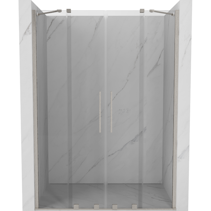 Mexen Velar Duo posuvné sprchové dvere 140 cm, transparentné, brúsený nikel - 871-140-000-02-97