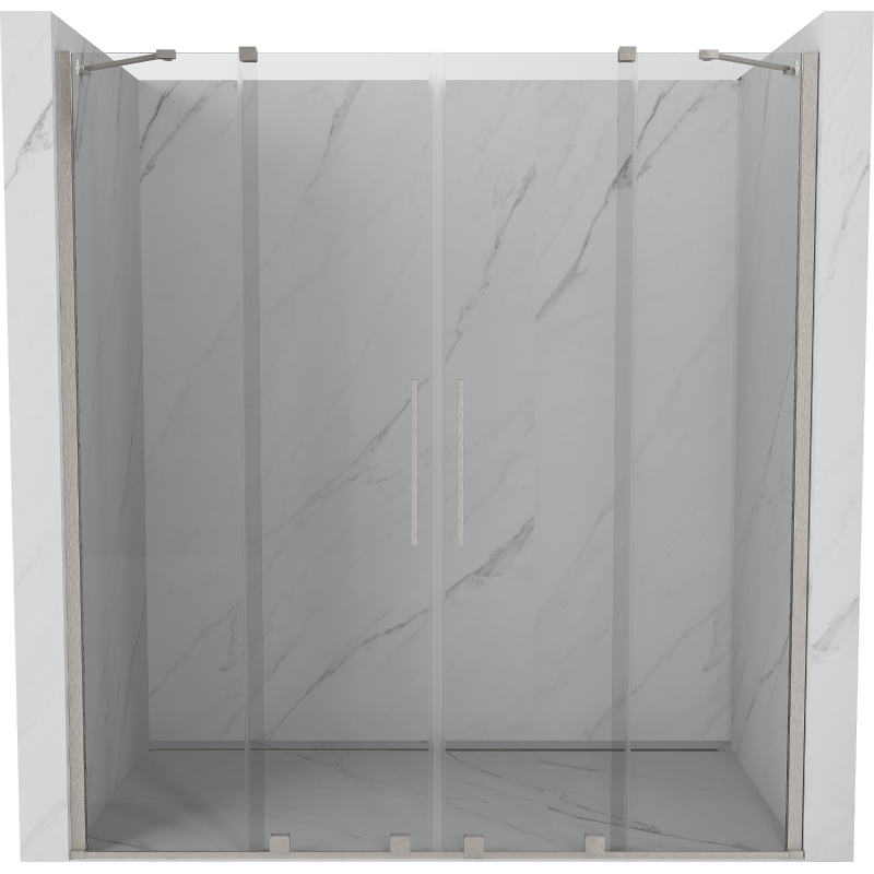 Mexen Velar Duo sprchové dvere posuvné 200 cm, transparentné, brúsený nikel - 871-200-000-02-97