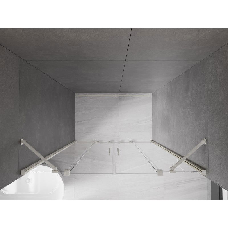 Mexen Velar Duo sprchové dvere posuvné 160 cm, transparentné, brúsený nikel - 871-160-000-02-97