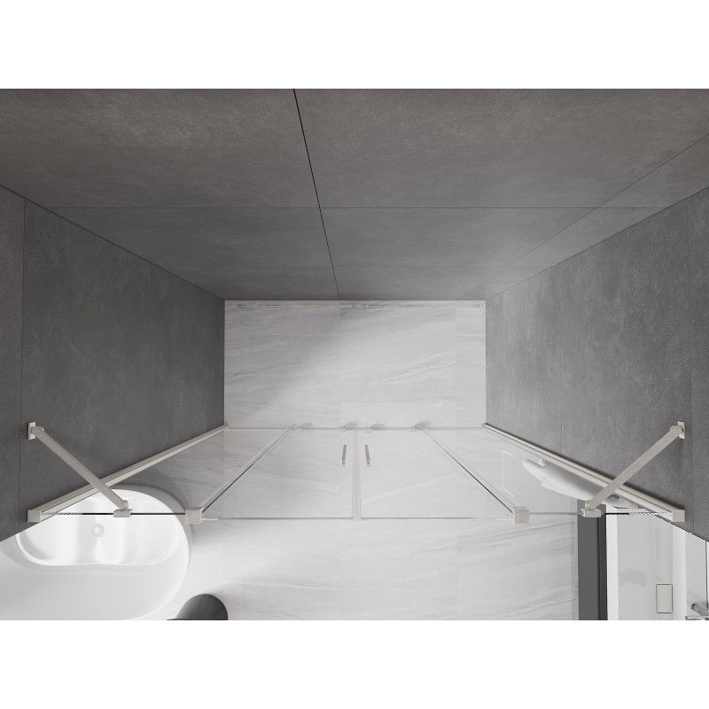 Mexen Velar Duo posuvné sprchové dvere 170 cm, transparentné, brúsený nikel - 871-170-000-02-97