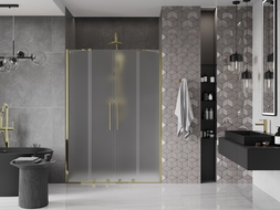 Mexen Velar Duo sprchové dvere posuvné 140 cm, matné, zlaté - 871-140-000-32-50