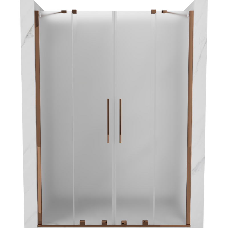 Mexen Velar Duo sprchové dvere zasúvacie 150 cm, mrazené, ružové zlato - 871-150-000-32-60