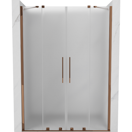Mexen Velar Duo sprchové dvere zasúvacie 150 cm, mrazené, ružové zlato - 871-150-000-32-60