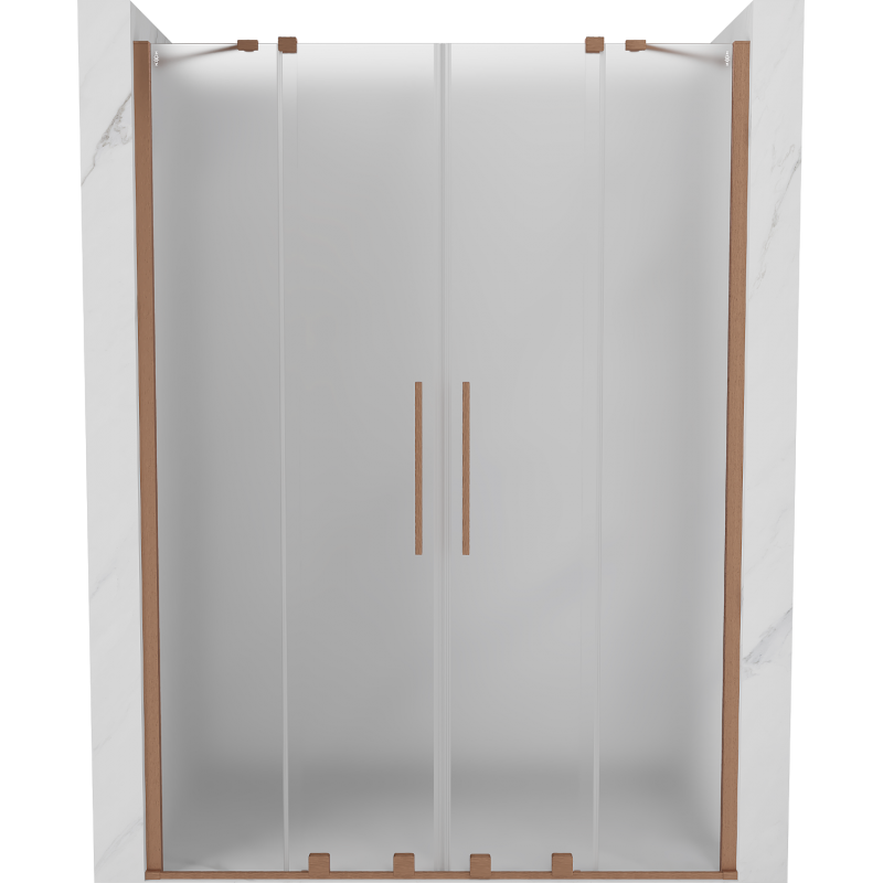 Mexen Velar Duo posuvné sprchové dvere 160 cm, námraza, brúsená meď - 871-160-000-32-65