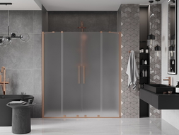 Mexen Velar Duo posuvné sprchové dvere 180 cm, námraza, leštený medený - 871-180-000-32-65
