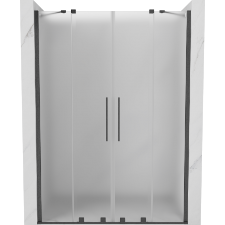 Mexen Velar Duo sprchové dvere posuvné 140 cm, mrazené, brúsená zbraňovo šedá - 871-140-000-32-66