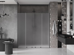 Mexen Velar Duo sprchové posuvné dvere 180 cm, mrazené, brúsená tmavošedá - 871-180-000-32-66