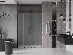 Mexen Velar Duo posuvné sprchové dvere 140 cm, ľadové, čierne - 871-140-000-32-70