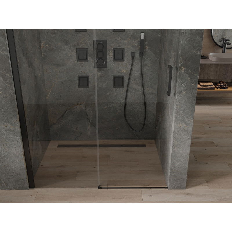 Mexen Omega posuvné sprchové dvere 130 cm, priehľadné, čierne - 825-130-000-70-00