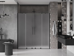 Mexen Velar Duo posuvné sprchové dvere 200 cm, mráz, čierne - 871-200-000-32-70
