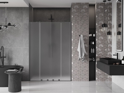 Mexen Velar Duo posuvné sprchové dvere 140 cm, mrazivý povrch, gun metal - 871-140-000-32-95