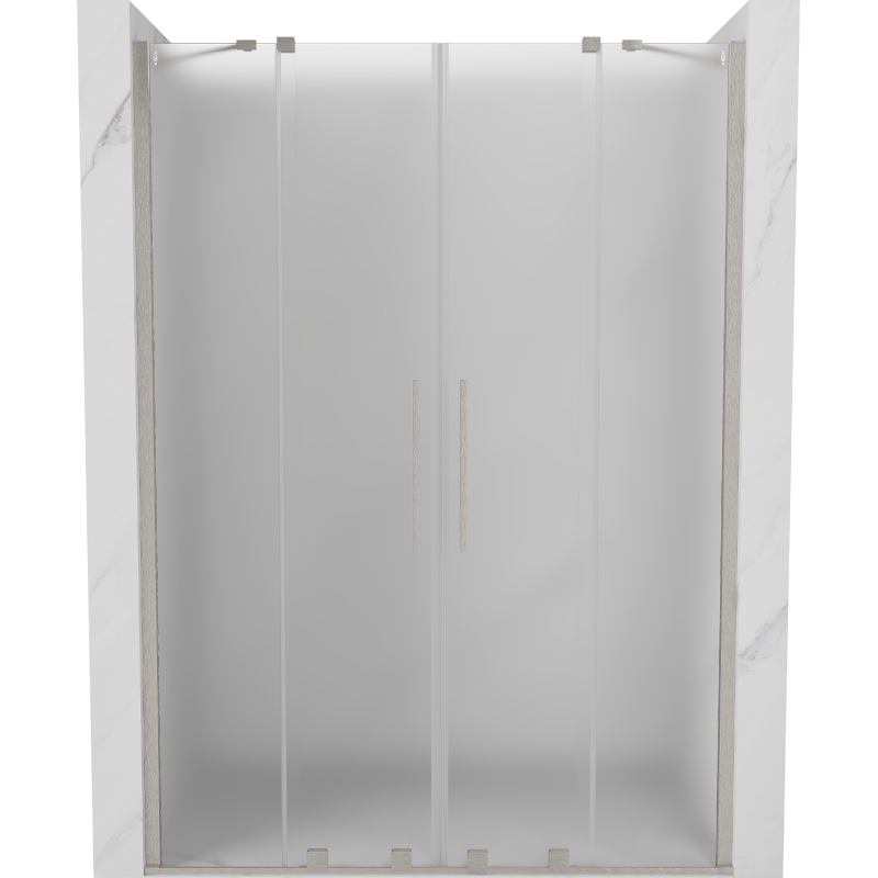 Mexen Velar Duo posuvné sprchové dvere 150 cm, námraza, kartáčovaný nikel - 871-150-000-32-97