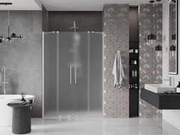 Mexen Velar Duo posuvné sprchové dvere 150 cm, námraza, kartáčovaný nikel - 871-150-000-32-97